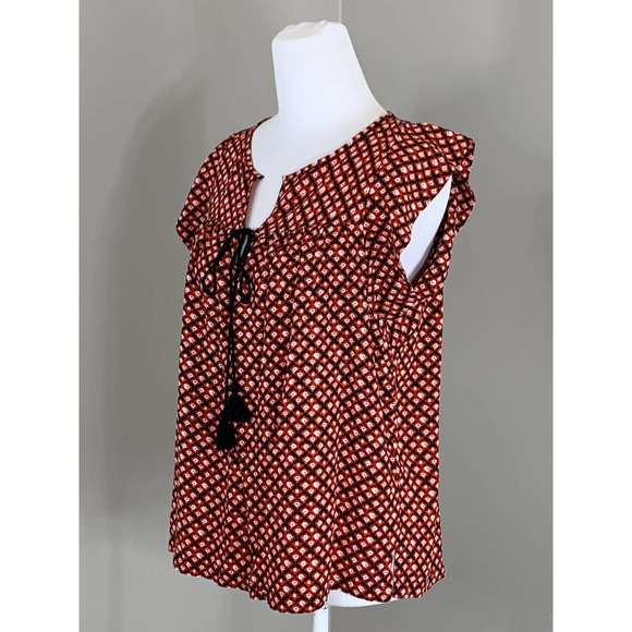 FREE Ann Taylor Red Peasant Boho Blouse Spring Summer Professional Career Resort - Picture 8 of 11